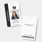 Zwart Custom Employee ID Fotonaam Badge (Voor- en achterkant)