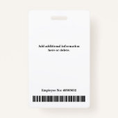 Zwart Custom Employee ID Fotonaam Badge (Achterkant)