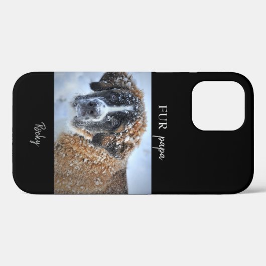 Zwart Custom Foto & Naam Bont Papa Case-Mate iPhone Case (Achterkant (horizontaal))