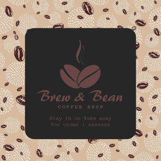 Zwart Custom koffie shop logo vierkante sticker