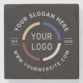 Zwart Custom Logo branded promotioneel Stenen Onderzetter (Voorkant)