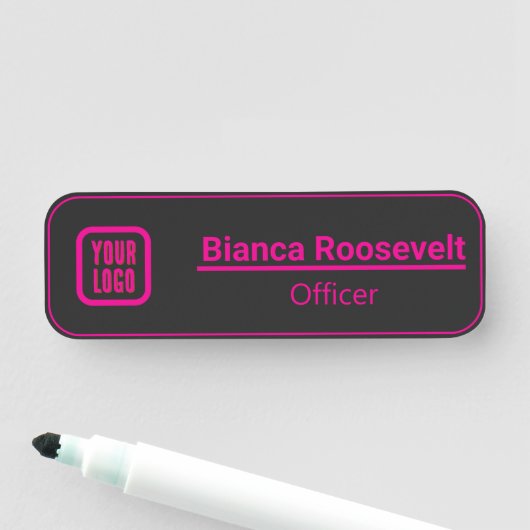 Zwart Custom Logo Medewerker Magnetisch of Pin Naamplaatje (In situ)