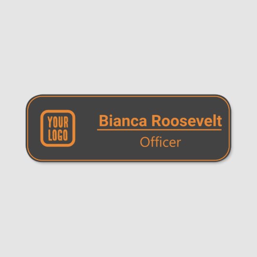 Zwart Custom Logo Medewerker Magnetisch of Pin Naamplaatje (Voorkant)