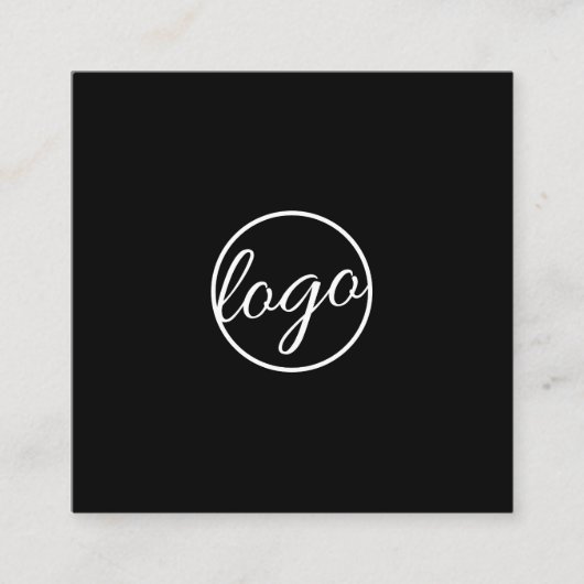 Zwart Custom Logo Simple Modern Vierkante Visitekaartje (Voorkant)