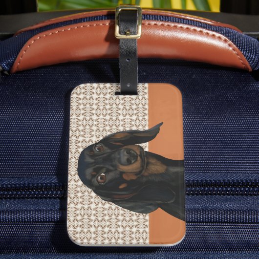 Zwart Dachshund Hondenportret Hondenliefhebbers Bagagelabel (Voorkant Insitu 2)
