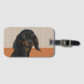Zwart Dachshund Hondenportret Hondenliefhebbers Bagagelabel (Voorkant (horizontaal))