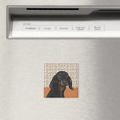 Zwart Dachshund Hondenportret Hondenliefhebbers Magneet (Insitu (Vaatwasser))