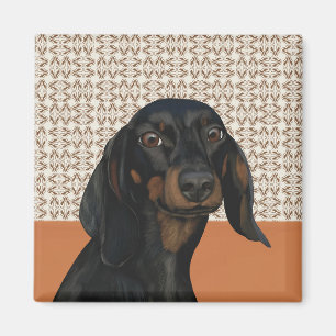 Zwart Dachshund Hondenportret Hondenliefhebbers Magneet