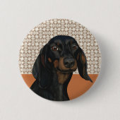 Zwart Dachshund Hondenportret Hondenliefhebbers Ronde Button 5,7 Cm (Voorkant)