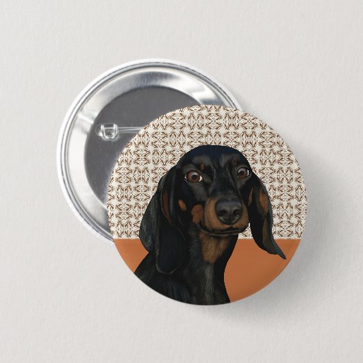 Zwart Dachshund Hondenportret Hondenliefhebbers Ronde Button 5,7 Cm (Voorkant /achterkant)