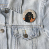 Zwart Dachshund Hondenportret Hondenliefhebbers Ronde Button 5,7 Cm (In situ)