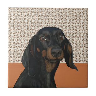 Zwart Dachshund Hondenportret Hondenliefhebbers Tegeltje