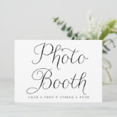 Zwart Dainty Script Trouw Foto Booth Bord Kaart (Staand voorkant)