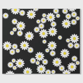 Zwart Daisy Wrapping Paper Cadeaupapier (Vlak)