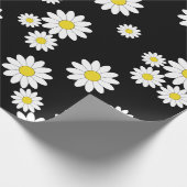 Zwart Daisy Wrapping Paper Cadeaupapier (Hoek)