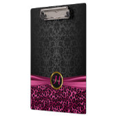 Zwart Damascus en helder roze design Klembord (Links)