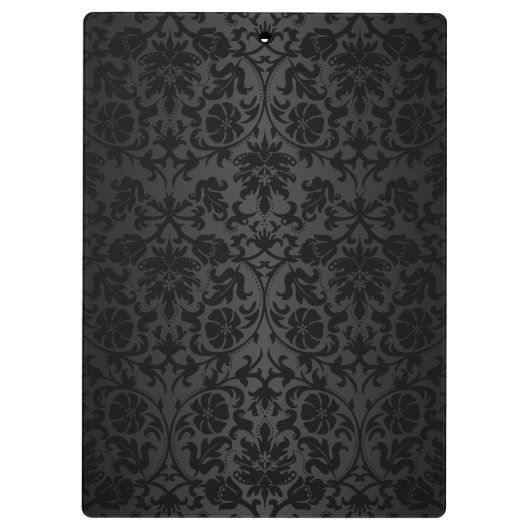 Zwart Damascus en helder roze design Klembord (Achterkant)