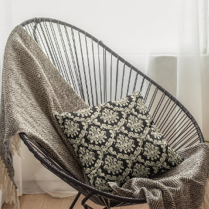 Zwart Damascus/Floral Decoratief Sierkussen