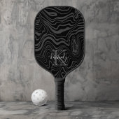 Zwart Damascus Steel Pattern Aangepaste monogram n Pickleball Paddle