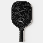 Zwart Damascus Steel Pattern Aangepaste monogram n Pickleball Paddle (Achterkant)