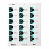 Zwart Damask Blauwgroen Glitter Gedrukt Monogram Etiket (Full Sheet)