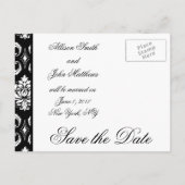 Zwart Damask Foto Opslaan van de datum Briefkaart (Achterkant)