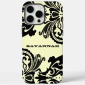 Zwart Damask Gepersonaliseerde iPhone Case Kies Kl (Achterkant)