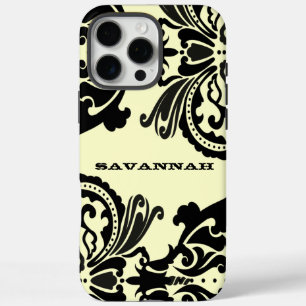 Zwart Damask Gepersonaliseerde iPhone Case Kies Kl