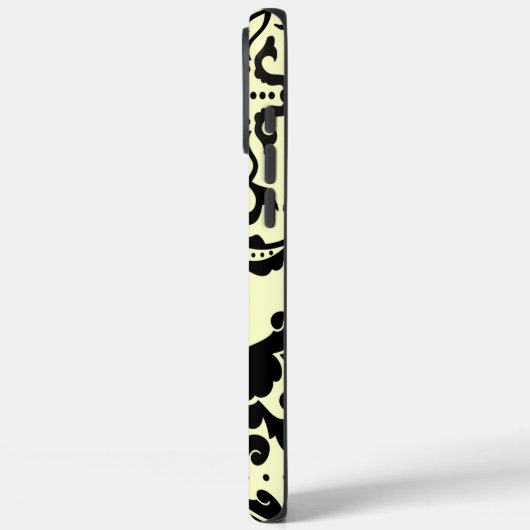 Zwart Damask Gepersonaliseerde iPhone Case Kies Kl (Achterkant / Links)