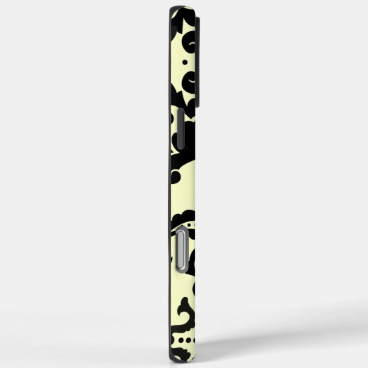 Zwart Damask Gepersonaliseerde iPhone Case Kies Kl (Achterkant / Rechts)