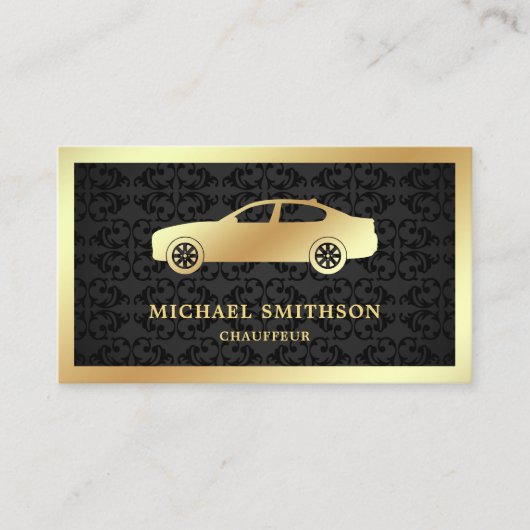 Zwart Damask Gold Car Professionele Chauffeur Visitekaartje (Voorkant)