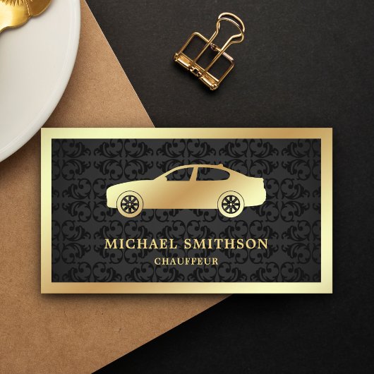 Zwart Damask Gold Car Professionele Chauffeur Visitekaartje