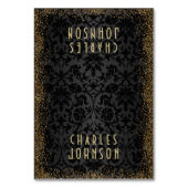 Zwart Damask & Gold Confetti Glitter - Plaats kaar Kaart (Voorkant)