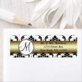 Zwart Damask Gold Monogram Retouradres Etiket (Insitu)