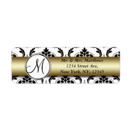 Zwart Damask Gold Monogram Retouradres Etiket