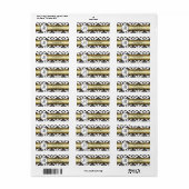 Zwart Damask Gold Monogram Retouradres Etiket (Full Sheet)