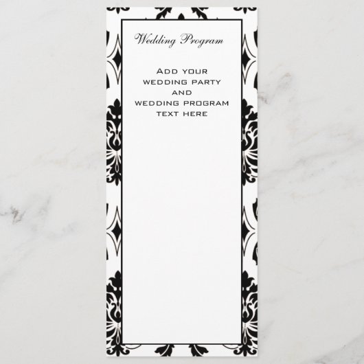 Zwart Damask Gold Wedding Programma Programmakaart (Achterkant)