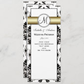 Zwart Damask Gold Wedding Programma Programmakaart (Voorkant / Achterkant)