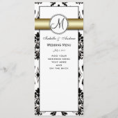 Zwart Damask Goud Bruiloft Menu (Voorkant)