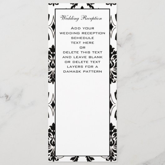 Zwart Damask Goud Bruiloft Menu (Achterkant)