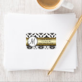 Zwart Damask Goud Bruiloft RSVP Retouradres Etiket (Insitu)
