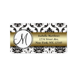 Zwart Damask Goud Bruiloft RSVP Retouradres Etiket