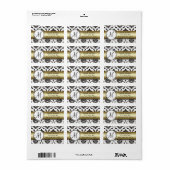Zwart Damask Goud Bruiloft RSVP Retouradres Etiket (Full Sheet)
