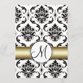Zwart Damask Goud Bruiloft Uitnodiging
