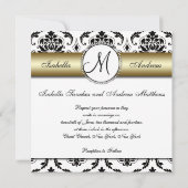 Zwart Damask Goud Bruiloft Uitnodiging (Achterkant)
