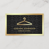 Zwart Damask Gouden Kleding Hanger Mode Stylist Visitekaartje (Voorkant)