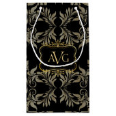 Zwart Damask  gouden lijst Klein Cadeauzakje (Achterkant)