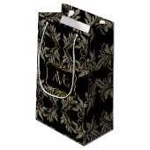 Zwart Damask  gouden lijst Klein Cadeauzakje (Achterkant Gekanteld)
