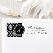 Zwart Damask Initiaal Retouradreslabel Etiket (Insitu)