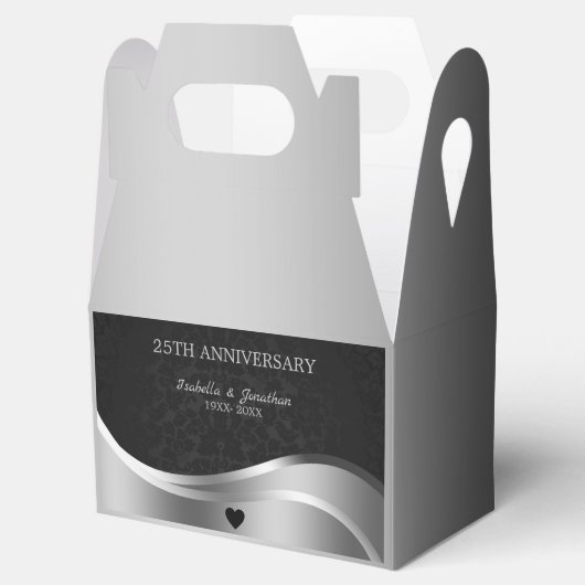 Zwart Damask Jubileum Bedankdoosjes (Geopend)